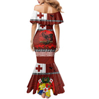 Tonga ANZAC Day Family Matching Mermaid Dress and Hawaiian Shirt Gallipoli Lest We Forget Ngatu Art Tribal LT03 - Polynesian Pride