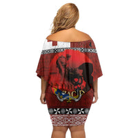Tonga ANZAC Day Family Matching Off Shoulder Short Dress and Hawaiian Shirt Gallipoli Lest We Forget Ngatu Art Tribal LT03 - Polynesian Pride