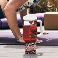 Tonga ANZAC Day Tumbler With Handle Gallipoli Lest We Forget-Ngatu Art Tribal