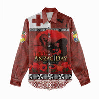 Tonga ANZAC Day Women Casual Shirt Gallipoli Lest We Forget Ngatu Art Tribal LT03 - Polynesian Pride