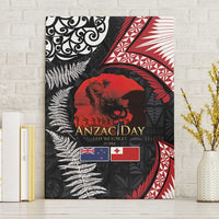 Tonga and New Zealand ANZAC Day Canvas Wall Art Gallipoli Lest We Forget Ngatu Art Tribal and Maori Tattoo with Fern LT03 Without Frame Black - Polynesian Pride