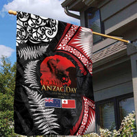 Tonga and New Zealand ANZAC Day Garden Flag Gallipoli Lest We Forget Ngatu Art Tribal and Maori Tattoo with Fern LT03 - Polynesian Pride