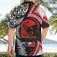 Tonga and New Zealand ANZAC Day Hawaiian Shirt Gallipoli Lest We Forget Ngatu Art Tribal and Maori Tattoo with Fern LT03 - Polynesian Pride