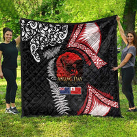 Tonga and New Zealand ANZAC Day Quilt Gallipoli Lest We Forget Ngatu Art Tribal and Maori Tattoo with Fern LT03 - Polynesian Pride