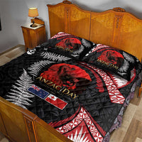 Tonga and New Zealand ANZAC Day Quilt Bed Set Gallipoli Lest We Forget Ngatu Art Tribal and Maori Tattoo with Fern LT03 - Polynesian Pride