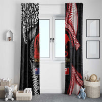 Tonga and New Zealand ANZAC Day Window Curtain Gallipoli Lest We Forget Ngatu Art Tribal and Maori Tattoo with Fern LT03 - Polynesian Pride