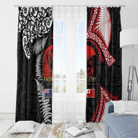 Tonga and New Zealand ANZAC Day Window Curtain Gallipoli Lest We Forget Ngatu Art Tribal and Maori Tattoo with Fern LT03 - Polynesian Pride