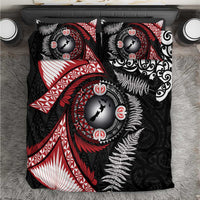 Tonga and New Zealand Together Bedding Set Ngatu Art Tribal Maori Tattoo and Silver Fern LT03 Black - Polynesian Pride
