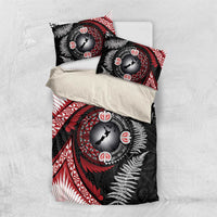 Tonga and New Zealand Together Bedding Set Ngatu Art Tribal Maori Tattoo and Silver Fern LT03 US Twin 172cm x 218cm Black - Polynesian Pride