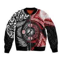 Tonga and New Zealand Together Bomber Jacket Ngatu Art Tribal Maori Tattoo and Silver Fern LT03 Unisex Black - Polynesian Pride