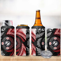 Tonga and New Zealand Together 4 in 1 Can Cooler Tumbler Ngatu Art Tribal-Maori Tattoo and Silver Fern LT03 - Polynesian Pride