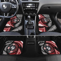Tonga and New Zealand Together Car Mats Ngatu Art Tribal Maori Tattoo and Silver Fern LT03 Set 4pcs Black - Polynesian Pride