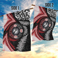 Tonga and New Zealand Together Garden Flag Ngatu Art Tribal Maori Tattoo and Silver Fern LT03 - Polynesian Pride