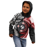 Tonga and New Zealand Together Kid Hoodie Ngatu Art Tribal Maori Tattoo and Silver Fern LT03 - Polynesian Pride