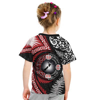 Tonga and New Zealand Together Kid T Shirt Ngatu Art Tribal Maori Tattoo and Silver Fern LT03 - Polynesian Pride