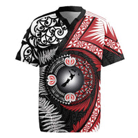 Tonga and New Zealand Together Rugby Jersey Ngatu Art Tribal Maori Tattoo and Silver Fern LT03 Black - Polynesian Pride
