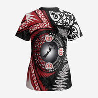 Tonga and New Zealand Together Scrub Top Ngatu Art Tribal Maori Tattoo and Silver Fern LT03 - Polynesian Pride