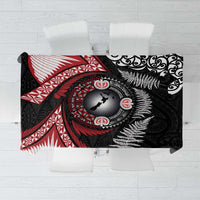 Tonga and New Zealand Together Tablecloth Ngatu Art Tribal Maori Tattoo and Silver Fern LT03 Black - Polynesian Pride