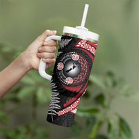 Tonga and New Zealand Together Tumbler With Handle Ngatu Art Tribal-Maori Tattoo and Silver Fern LT03 - Polynesian Pride