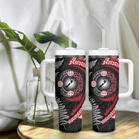 Tonga and New Zealand Together Tumbler With Handle Ngatu Art Tribal-Maori Tattoo and Silver Fern LT03 - Polynesian Pride