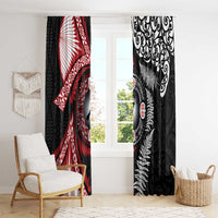 Tonga and New Zealand Together Window Curtain Ngatu Art Tribal Maori Tattoo and Silver Fern LT03 - Polynesian Pride