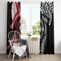 Tonga and New Zealand Together Window Curtain Ngatu Art Tribal Maori Tattoo and Silver Fern LT03 - Polynesian Pride