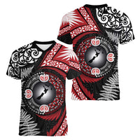 Tonga and New Zealand Together Women V-Neck T-Shirt Ngatu Art Tribal Maori Tattoo and Silver Fern LT03 - Polynesian Pride