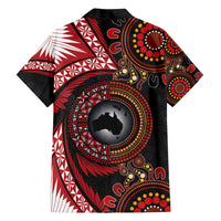 Tonga and Australia Together Family Matching Long Sleeve Bodycon Dress and Hawaiian Shirt Ngatu Art Tribal Aboriginal Tattoo Pattern LT03 - Polynesian Pride