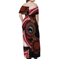 Tonga and Australia Together Family Matching Off Shoulder Maxi Dress and Hawaiian Shirt Ngatu Art Tribal Aboriginal Tattoo Pattern LT03 - Polynesian Pride