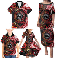 Tonga and Australia Together Family Matching Puletasi and Hawaiian Shirt Ngatu Art Tribal Aboriginal Tattoo Pattern LT03 - Polynesian Pride