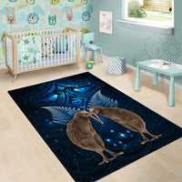 New Zealand Maori Matariki Area Rug Hongi Kiwi Bird and Silver Fern LT03 - Polynesian Pride