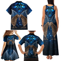 New Zealand Maori Matariki Family Matching Tank Maxi Dress and Hawaiian Shirt Hongi Kiwi Bird and Silver Fern LT03 - Polynesian Pride