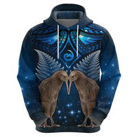New Zealand Maori Matariki Hoodie Hongi Kiwi Bird and Silver Fern LT03 - Polynesian Pride