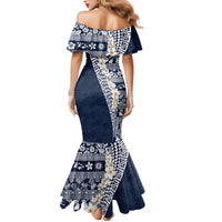 Hawaii Plumeria Tribal Vintage Family Matching Mermaid Dress and Hawaiian Shirt Special Blue LT03 - Polynesian Pride