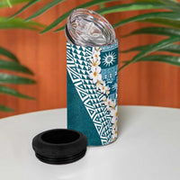 Hawaii Plumeria Tribal Vintage 4 in 1 Can Cooler Tumbler Special Turquoise LT03 - Polynesian Pride