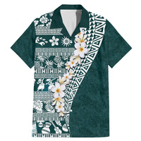 Hawaii Plumeria Tribal Vintage Family Matching Mermaid Dress and Hawaiian Shirt Special Turquoise LT03 Dad's Shirt - Short Sleeve Turquoise - Polynesian Pride