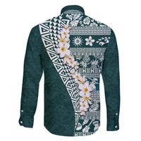 Hawaii Plumeria Tribal Vintage Family Matching Short Sleeve Bodycon Dress and Hawaiian Shirt Special Turquoise