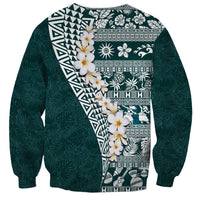 Hawaii Plumeria Tribal Vintage Sweatshirt Special Turquoise