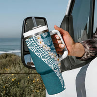 Hawaii Plumeria Tribal Vintage Tumbler With Handle Special Turquoise