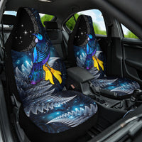 New Zealand Tui Bird Matariki Car Seat Cover Galaxy Fern With Maori Pattern LT03 One Size Blue - Polynesian Pride