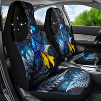 New Zealand Tui Bird Matariki Car Seat Cover Galaxy Fern With Maori Pattern LT03 - Polynesian Pride
