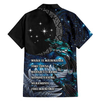 New Zealand Tui Bird Family Matching Off Shoulder Maxi Dress and Hawaiian Shirt Matariki Poetry Pattern Galaxy Style LT03 - Polynesian Pride