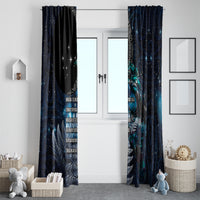 New Zealand Tui Bird Window Curtain Matariki Poetry Pattern Galaxy Style