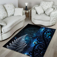 New Zealand Matariki Area Rug The Tribal Maori Face and Silver Fern LT03 - Polynesian Pride