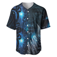 New Zealand Matariki Baseball Jersey The Tribal Maori Face and Silver Fern LT03 Blue - Polynesian Pride