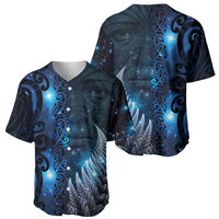 New Zealand Matariki Baseball Jersey The Tribal Maori Face and Silver Fern LT03 - Polynesian Pride