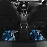 New Zealand Matariki Car Mats The Tribal Maori Face and Silver Fern LT03 Set 2pcs - Back Blue - Polynesian Pride