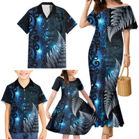 New Zealand Matariki Family Matching Mermaid Dress and Hawaiian Shirt The Tribal Maori Face and Silver Fern LT03 - Polynesian Pride