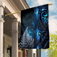 New Zealand Matariki Garden Flag The Tribal Maori Face and Silver Fern LT03 House Flag Blue - Polynesian Pride