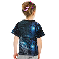 New Zealand Matariki Kid T Shirt The Tribal Maori Face and Silver Fern LT03 - Polynesian Pride